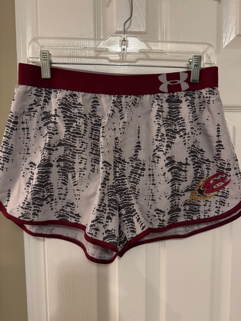 Elon University Under Armour grey/Black Athletic Shorts with Maroon Waistband